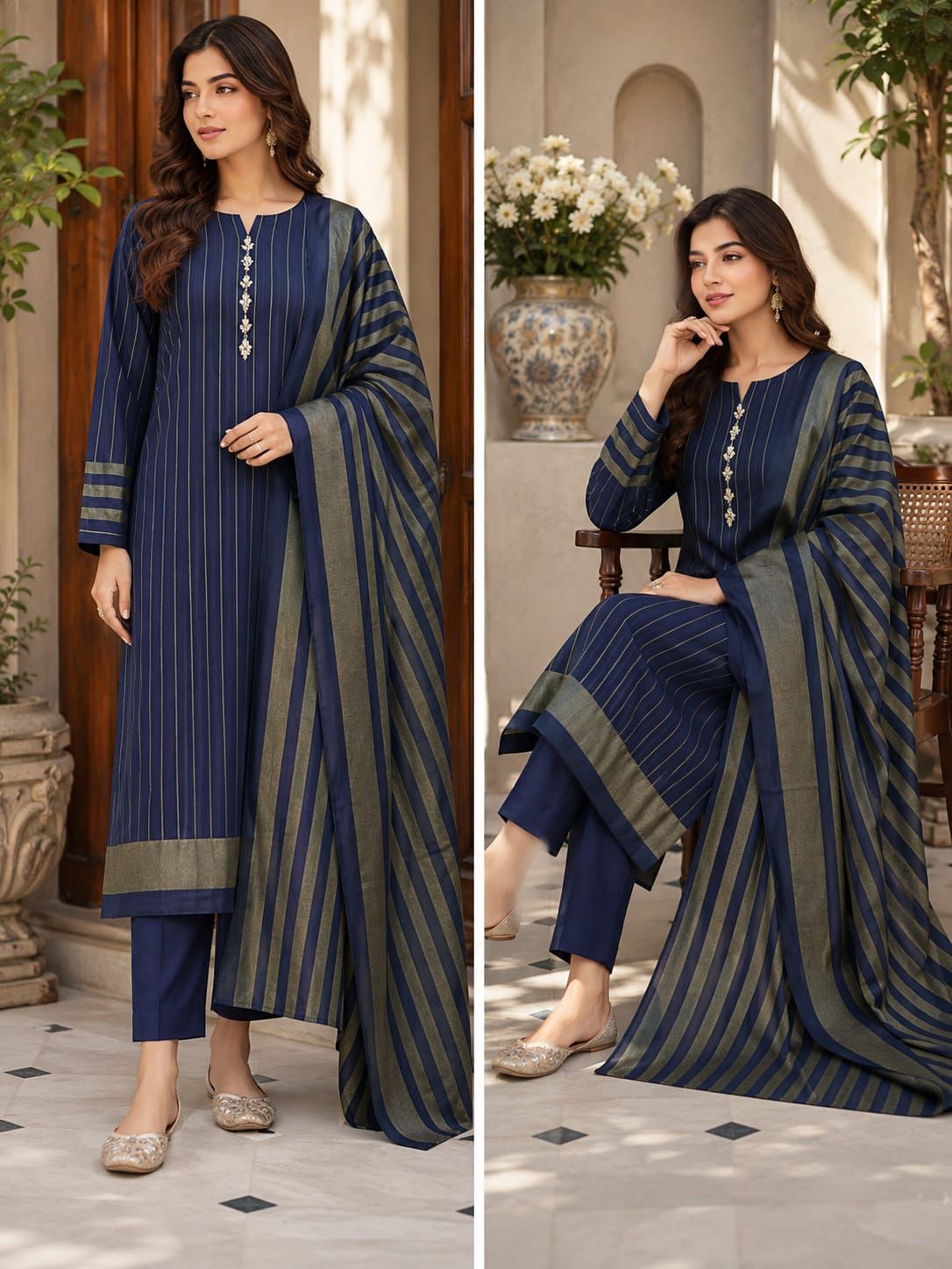 3pc Multani Khaddi | BLUE OLIVE