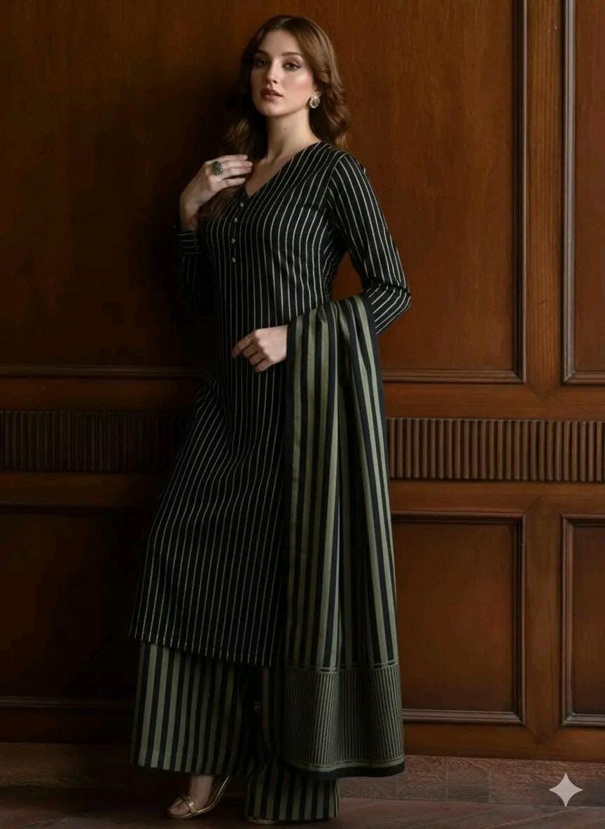 3pc Multani Khaddi | BLACK SKIN