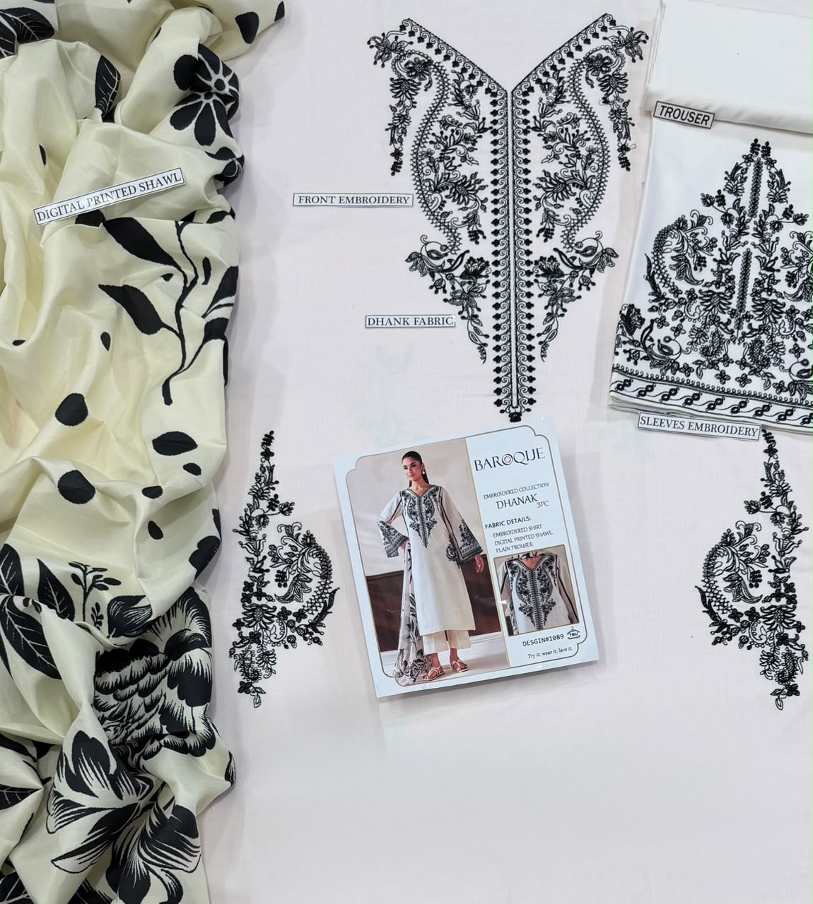 3PC EMB DHANAK [BAROQUE]