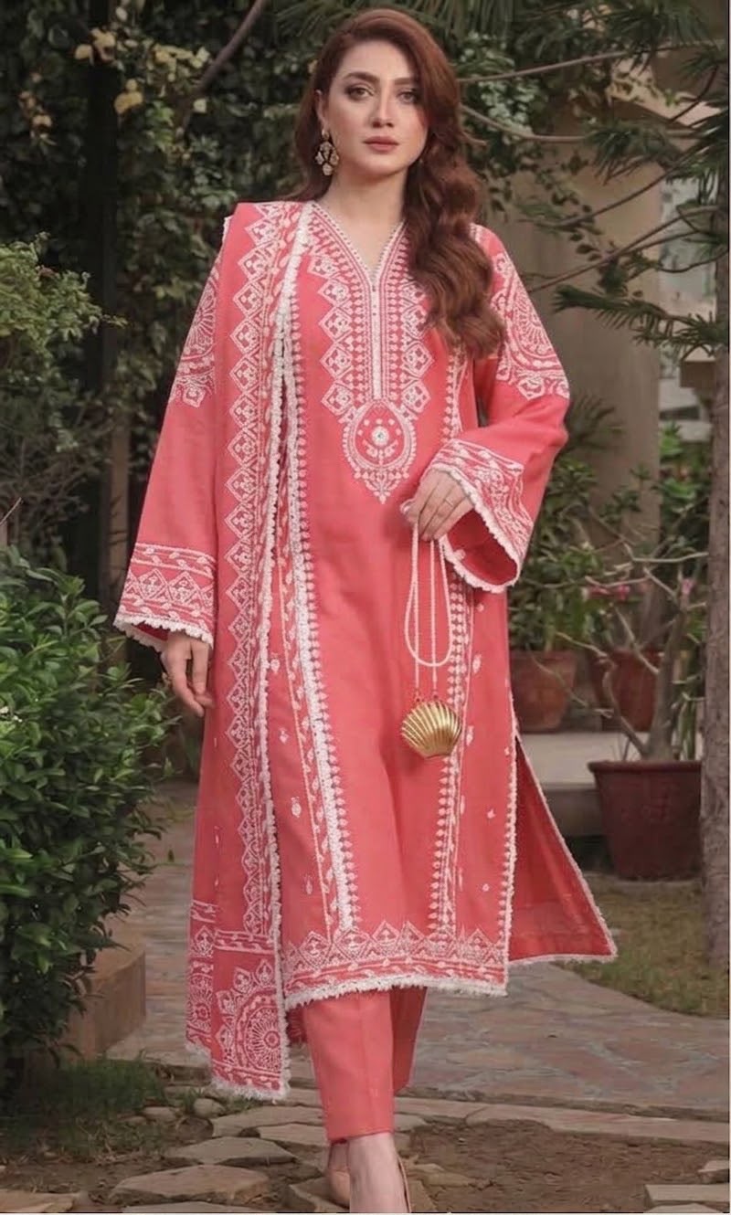 3PC EMB DHANAK [ANEELA'S BABY PINK]