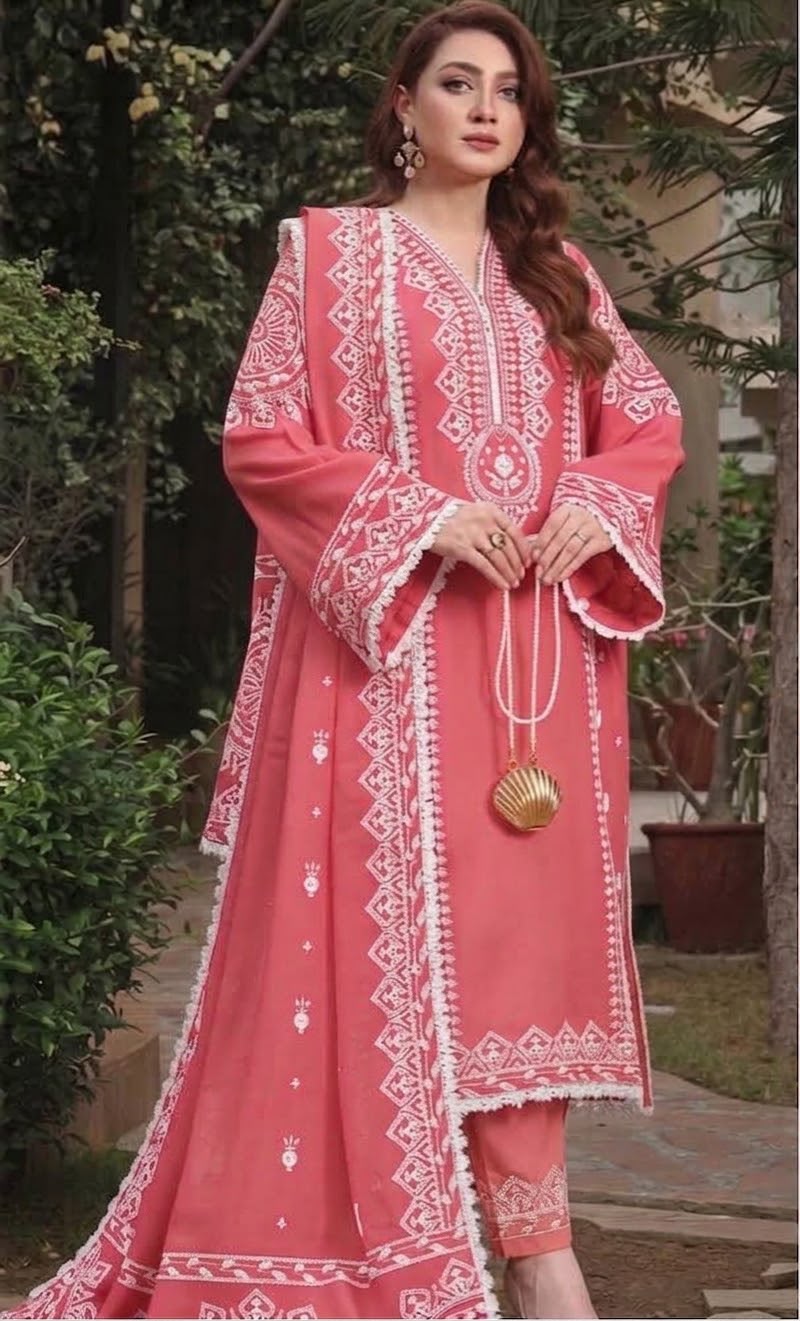 3PC EMB DHANAK [ANEELA'S BABY PINK]