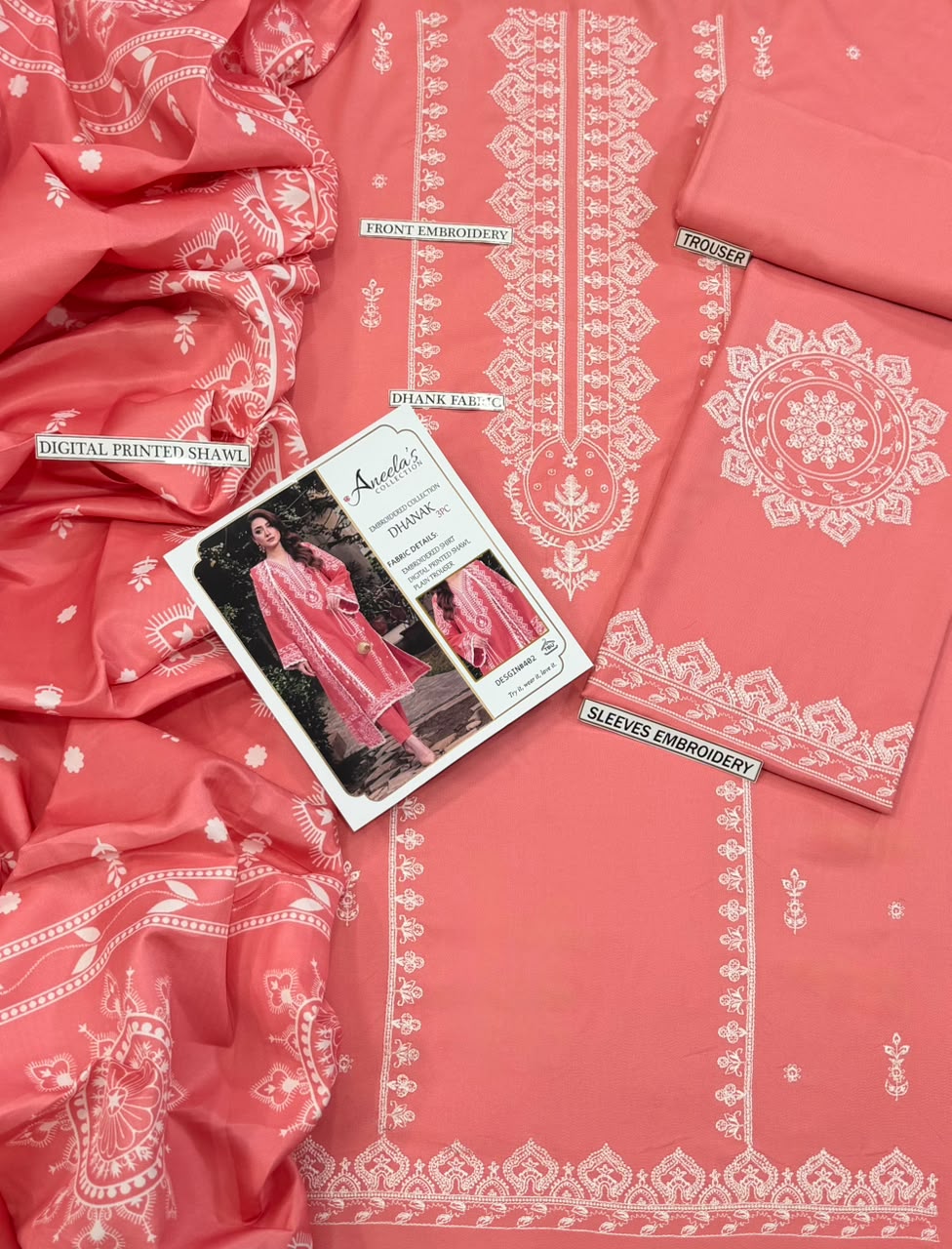 3PC EMB DHANAK [ANEELA'S BABY PINK]