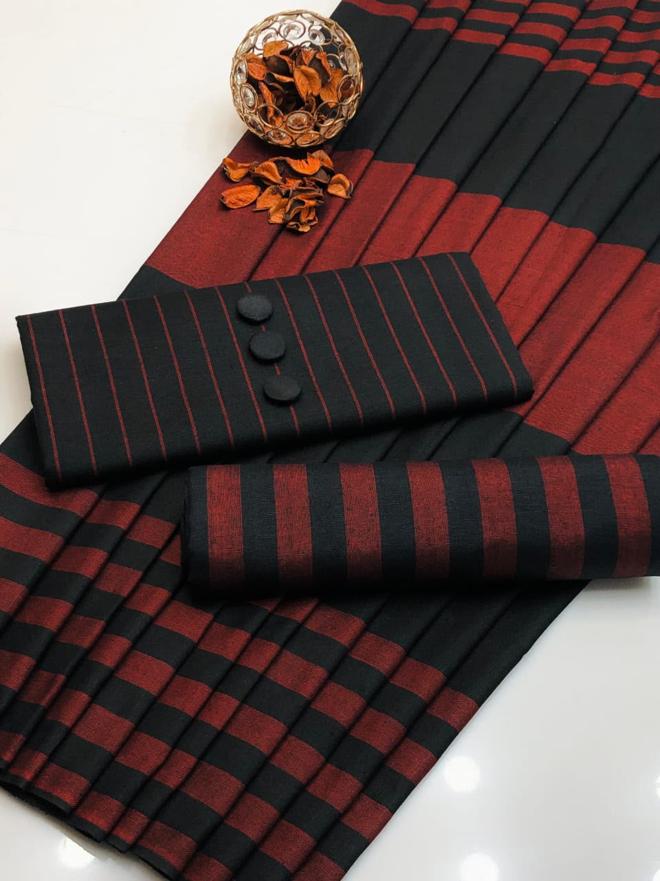 3pc Multani Khaddi | MEHROON BLACK