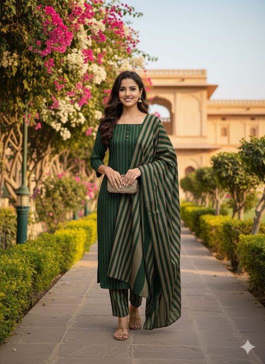 3pc Multani Khaddi | Green