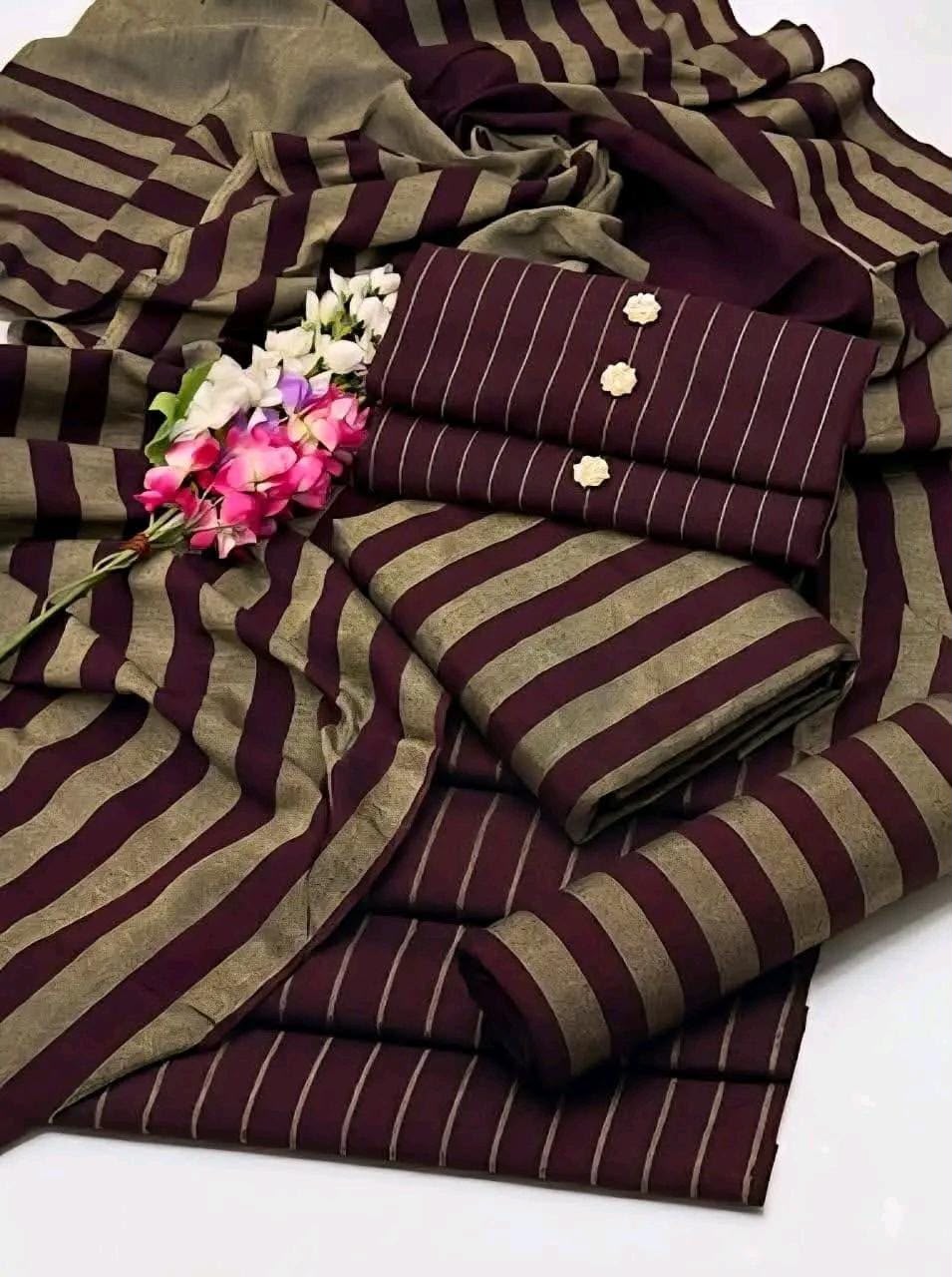 3pc Multani Khaddi | MEHROON