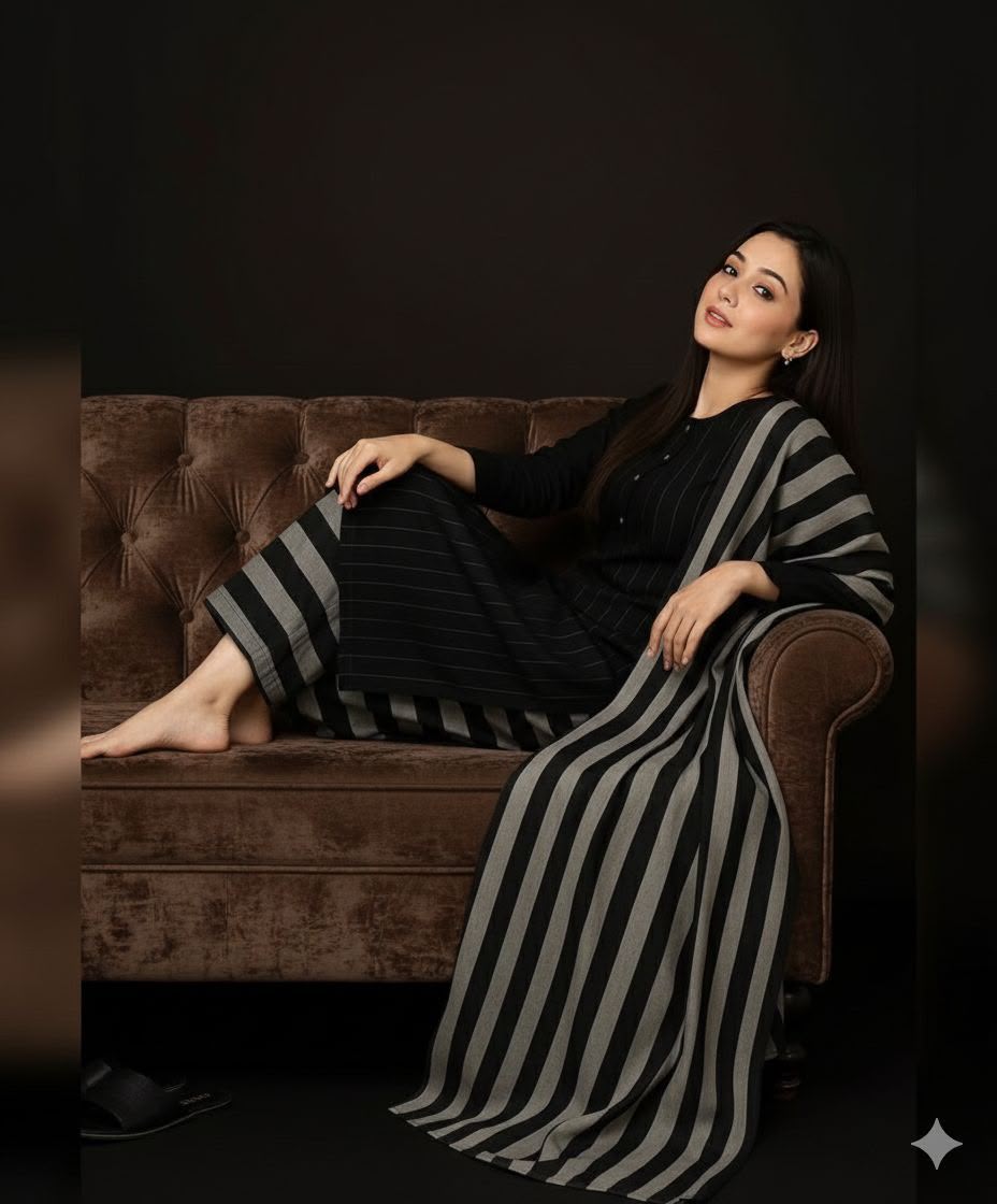 3pc Multani Khaddi | BLACK
