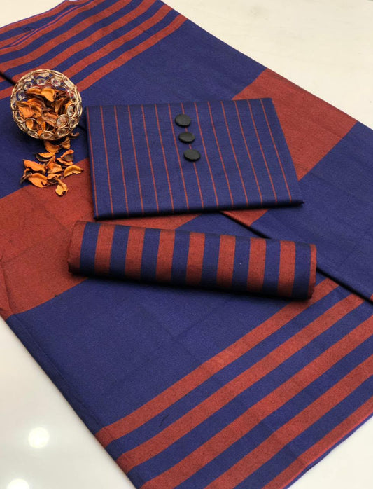 3pc Multani Khaddi | BLUE RED