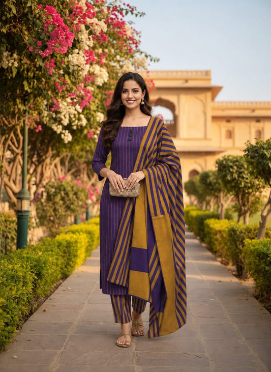 3pc Multani Khaddi | PURPLE MUSTARD